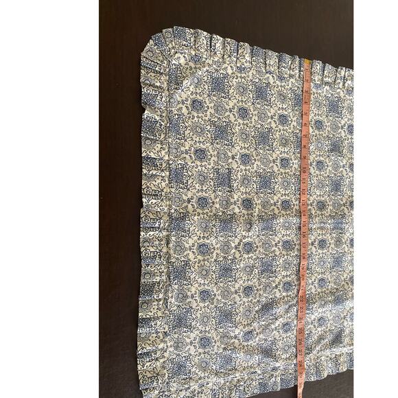 Nobility 3-Pc Blue Paisley Ruffle & Patchwork Floral Pillow Sham Set Cotton - Picture 6 of 12